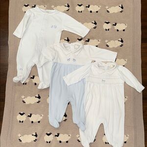 Nordstrom White and Blue Footie One Pieces Cozy and Classic